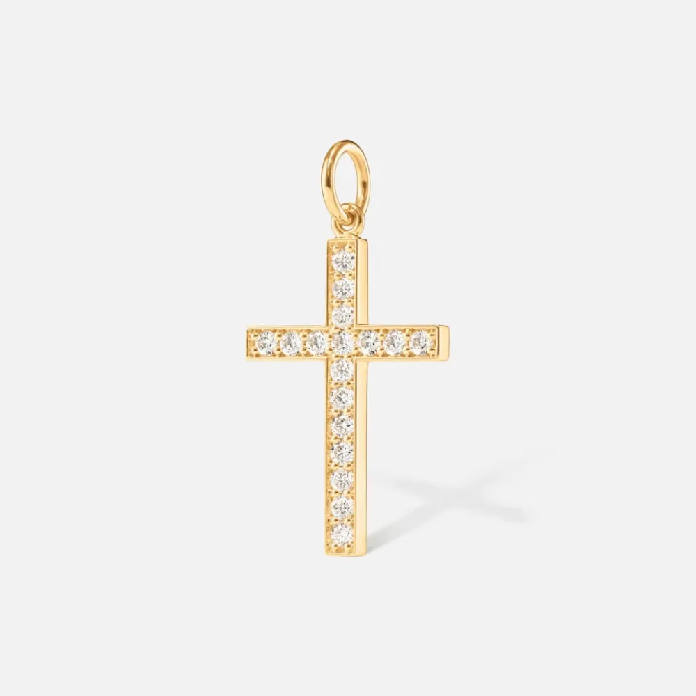 Ole Lynggaard Pendants-Cross pendant pavé
