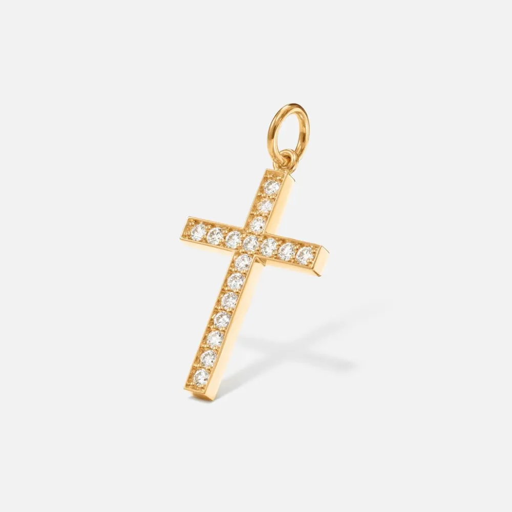 Ole Lynggaard Pendants-Cross pendant pavé