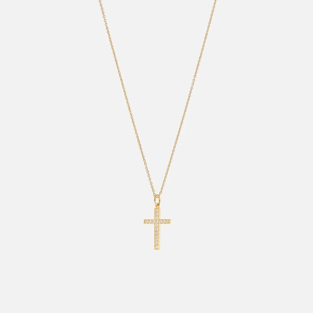 Ole Lynggaard Pendants-Cross pendant pavé