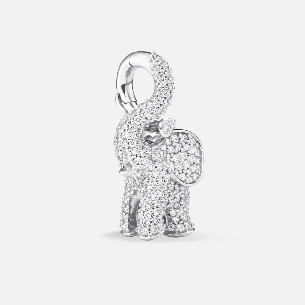 Ole Lynggaard Pendants-Elephant pendant medium pavé