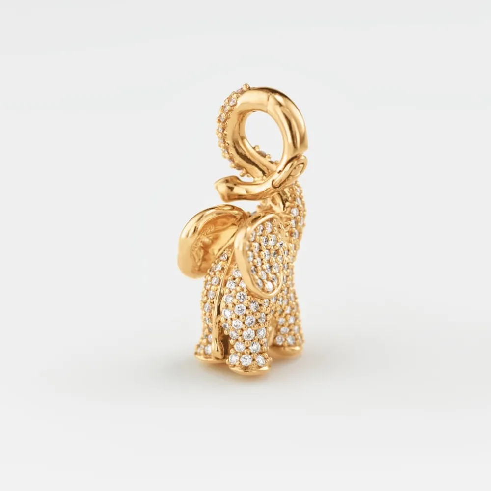 Ole Lynggaard Pendants-Elephant pendant medium pavé