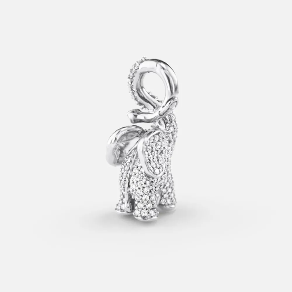 Ole Lynggaard Pendants-Elephant pendant medium pavé
