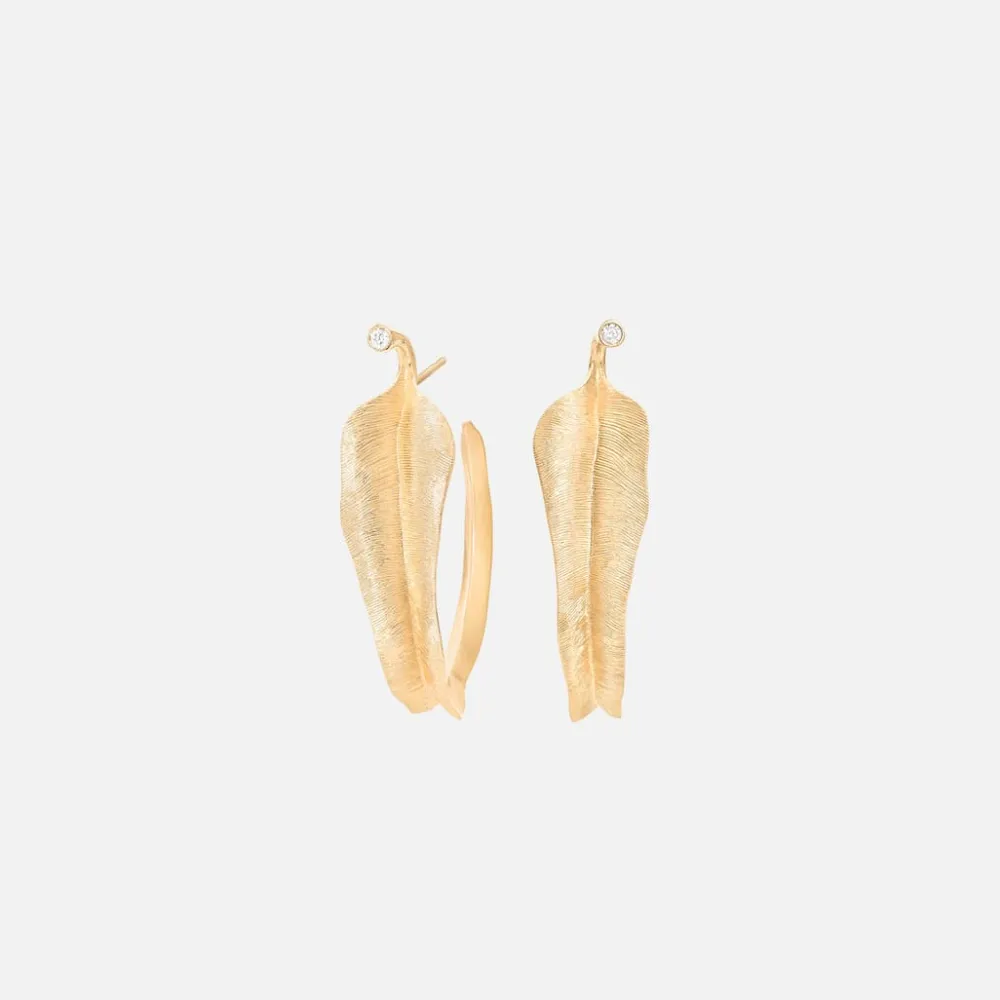 Ole Lynggaard Earring Pairs-Leaves creoles small