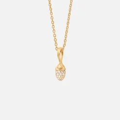 Ole Lynggaard Pendants-Lotus Sprout pendant mini pavé