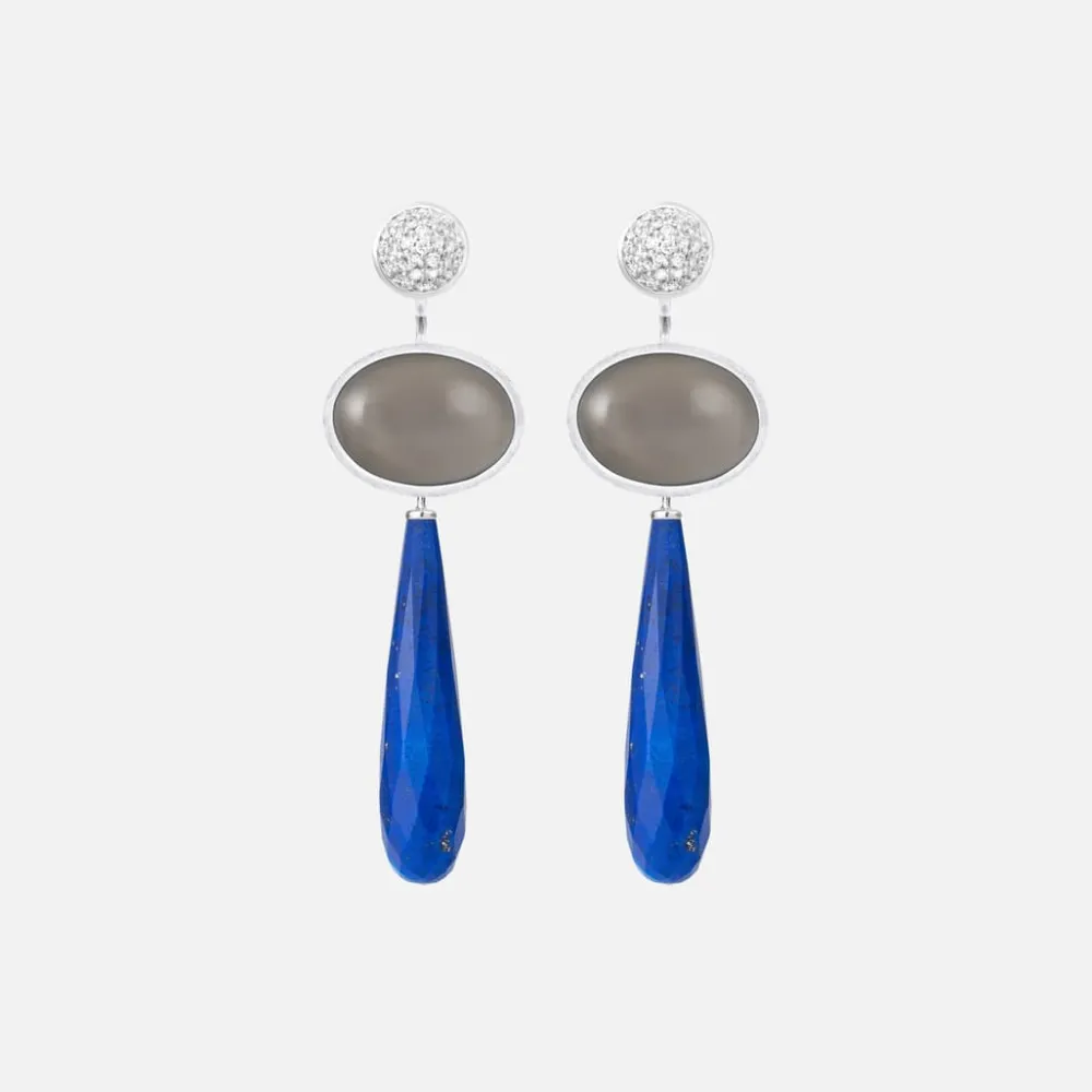 Ole Lynggaard Earring Pairs-Lotus stud earrings pavé