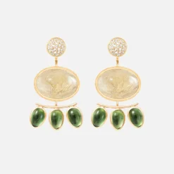 Ole Lynggaard Earring Pairs-Lotus stud earrings pavé