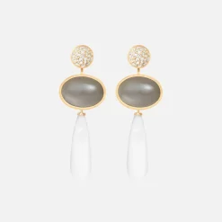 Ole Lynggaard Earring Pairs-Lotus stud earrings pavé
