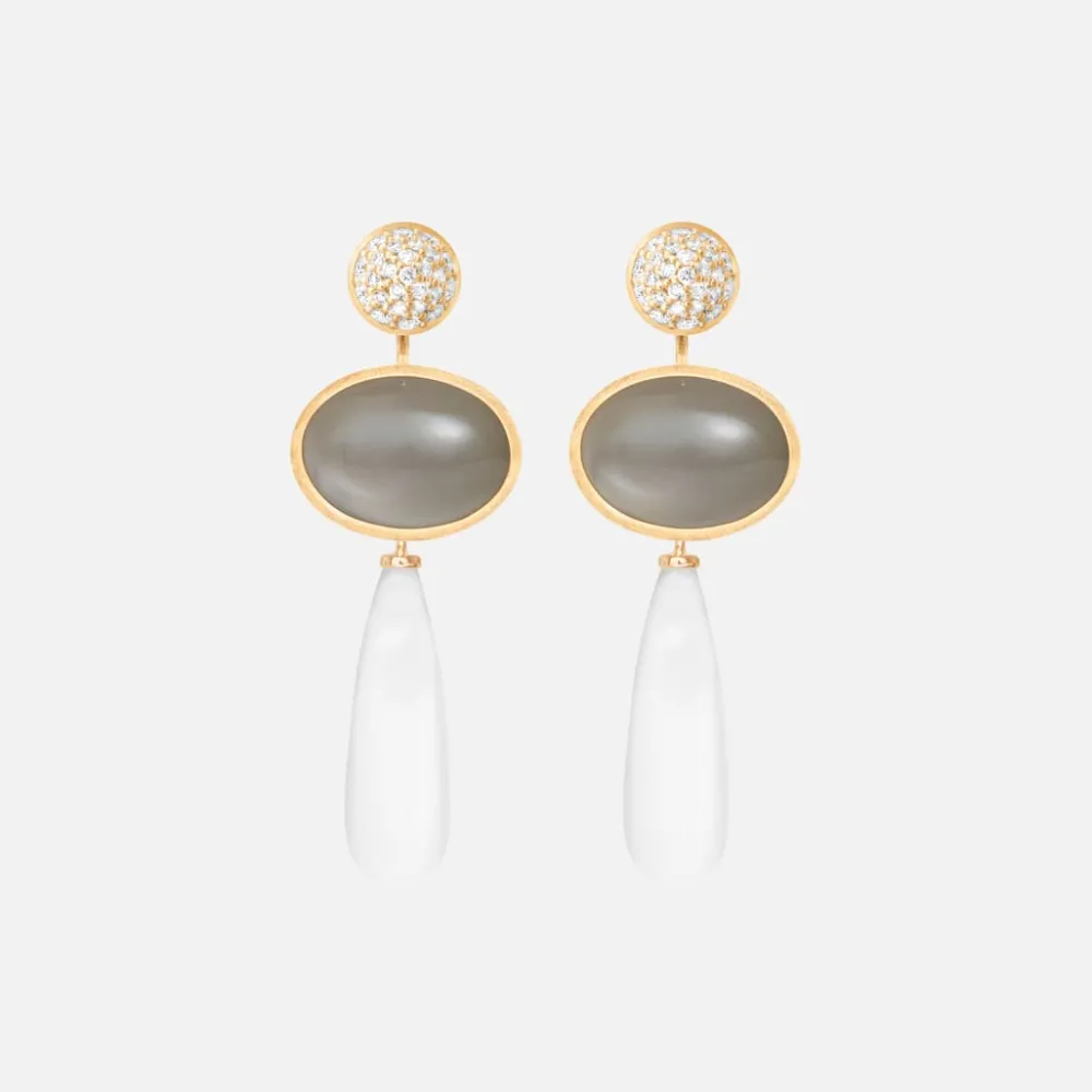 Ole Lynggaard Earring Pairs-Lotus stud earrings pavé