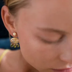Ole Lynggaard Earring Pairs-Lotus stud earrings pavé